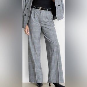 LOFT High Waist Plaid Trousers Size 18 Plus Gray Check Work Pants with NWT